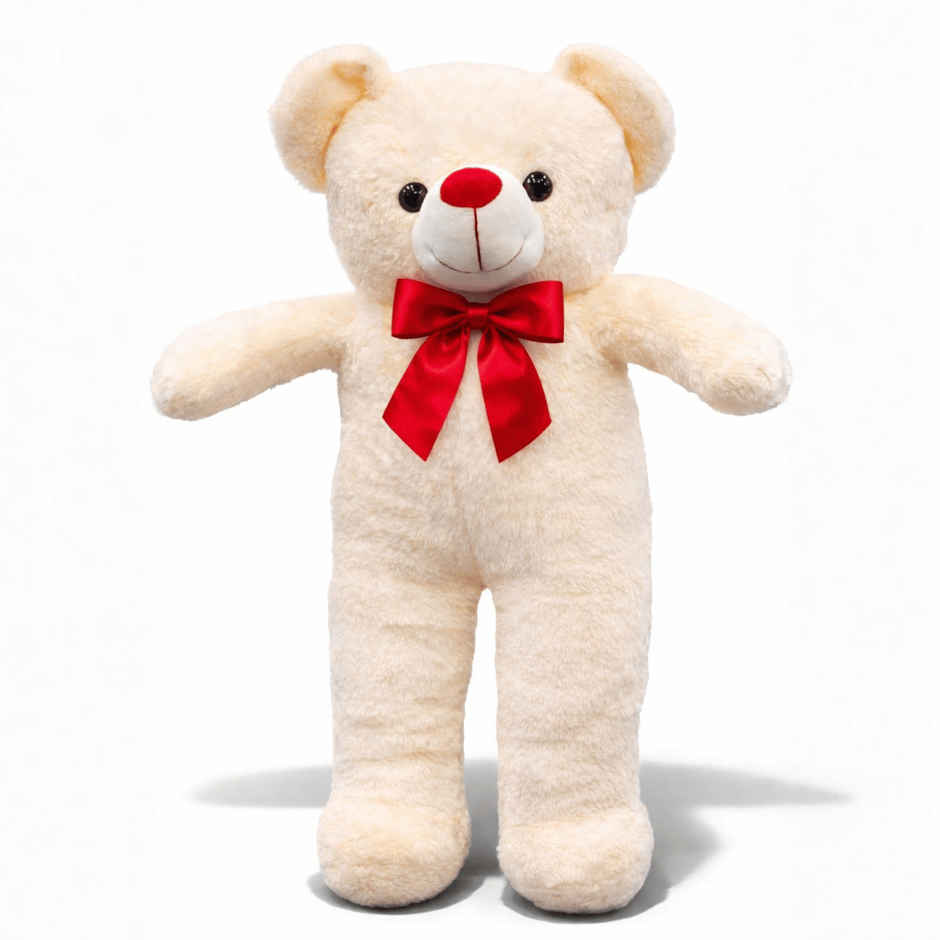 Toytales Soft Toy Cream Teddy Bear | Plush Stuffed Animal With Ribbon| Cute Toys For Girls 90 cm