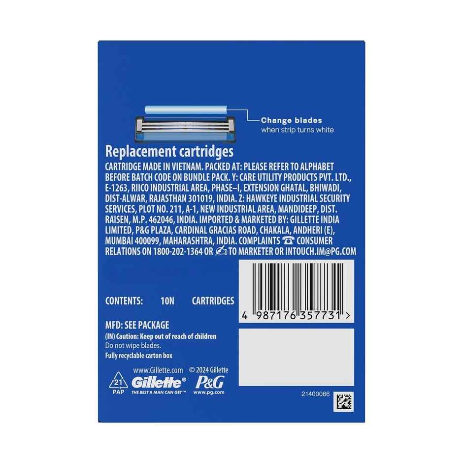 Gillette Mach3 Shaving Blades For Men (10 Cartridges)
