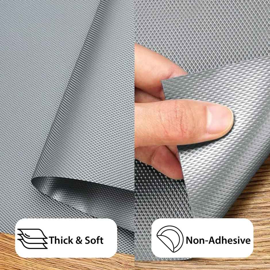 Story@home EVA Anti Slip Mat Diamond 1 Piece Shelf Liner Roll 3 Mtr 300 cm x 45 cm | Light Grey
