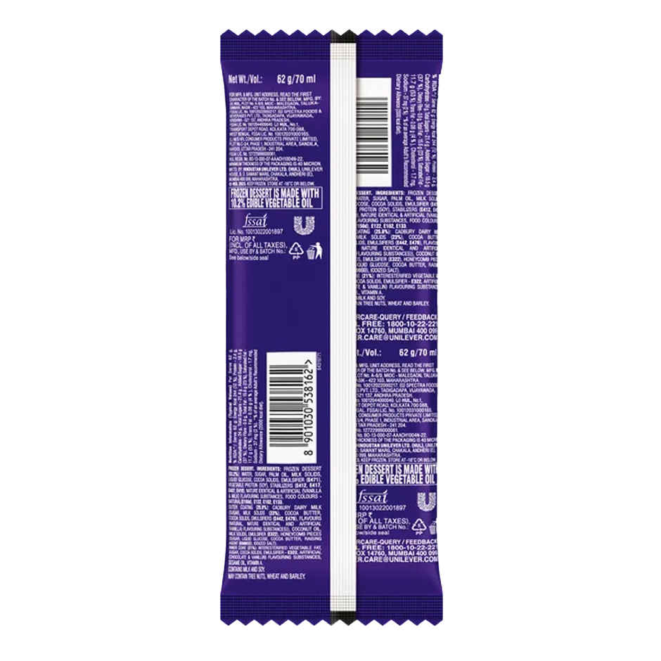 Kwality Wall'S Feast Cadbury Crackle Stick (70ml) & Kwality Wall'S Cornetto Double Chocolate Cone (105ml) Combo