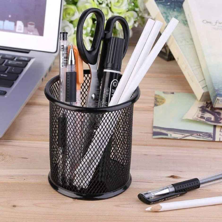 Saya Metal Mesh Pen Stand - Durable and Stylish Desk Organizer for Office Supplies