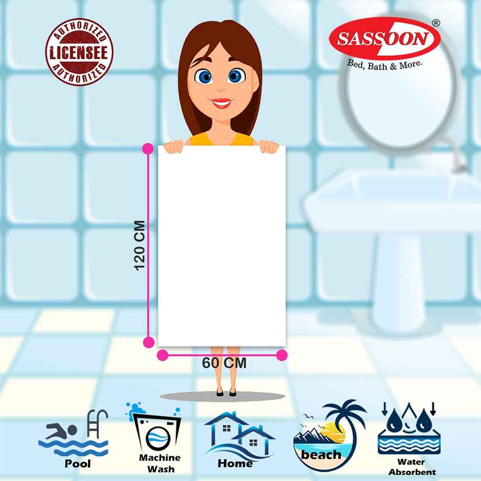 Sassoon Disney Princess Cotton Bath Towel For Kids | Multi | 60 x 120 cm