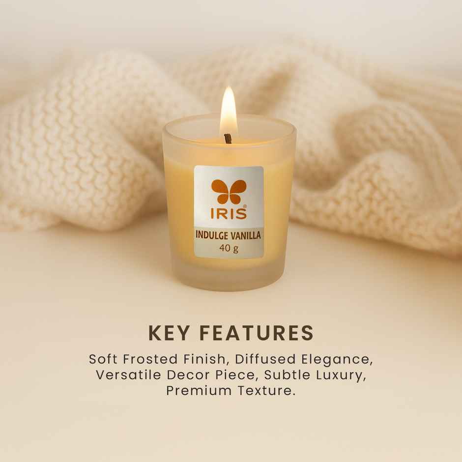 Indulge Vanilla Frosted Shot Glass Votive Scented Candle | 8 Hours Burn Time | Home Decor | IRIS