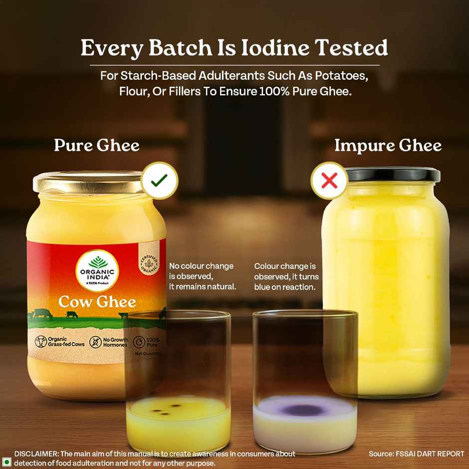 A TATA Product - Organic India Pure Cow Ghee | Glass Bottle | Sourced from Organically Fed Cows