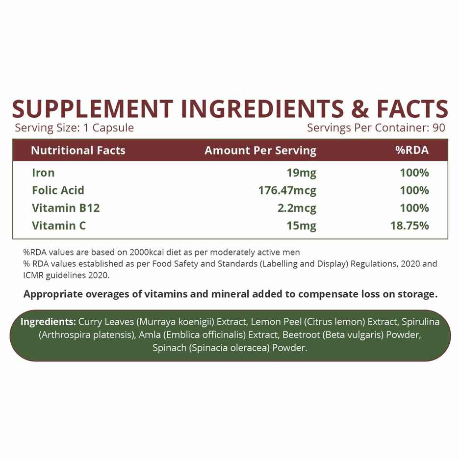 Vlado's Himalayan Organics Plant Based Iron Supplement With Folate 90 Capsules