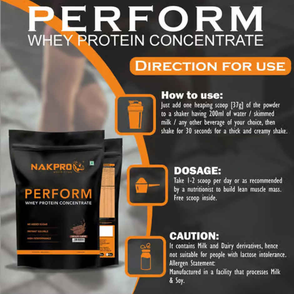 Nakpro Perform Whey Protein Concentrate Double Rich Chocolate 24G Protein 5.3G Bcaa