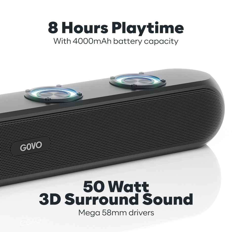 Govo GoSurround 340 8 Hours Playtime Soundbar | Black