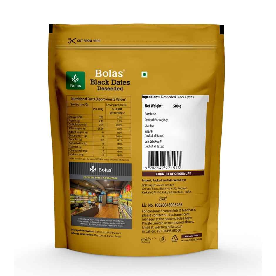 Bolas Deseeded Black Dates