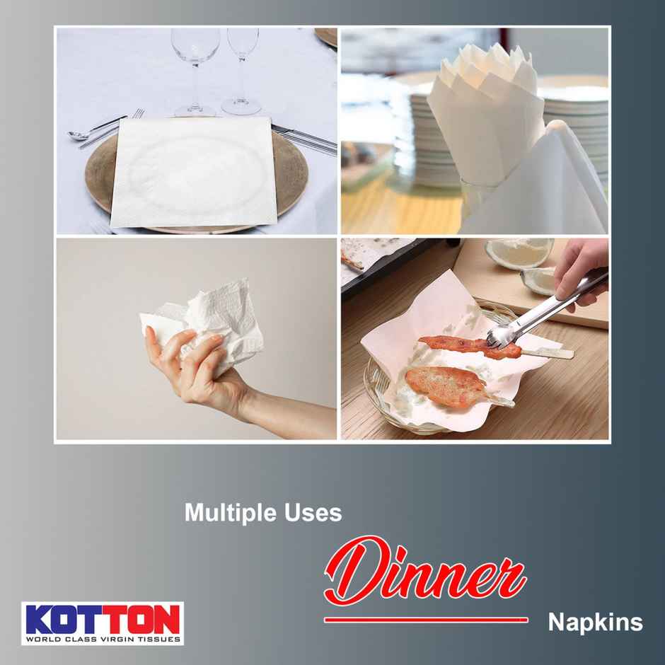 Kotton Premium Soft Napkin | 2 Ply |100% Virgin Pulp/Paper | 30 cm x 30 cm