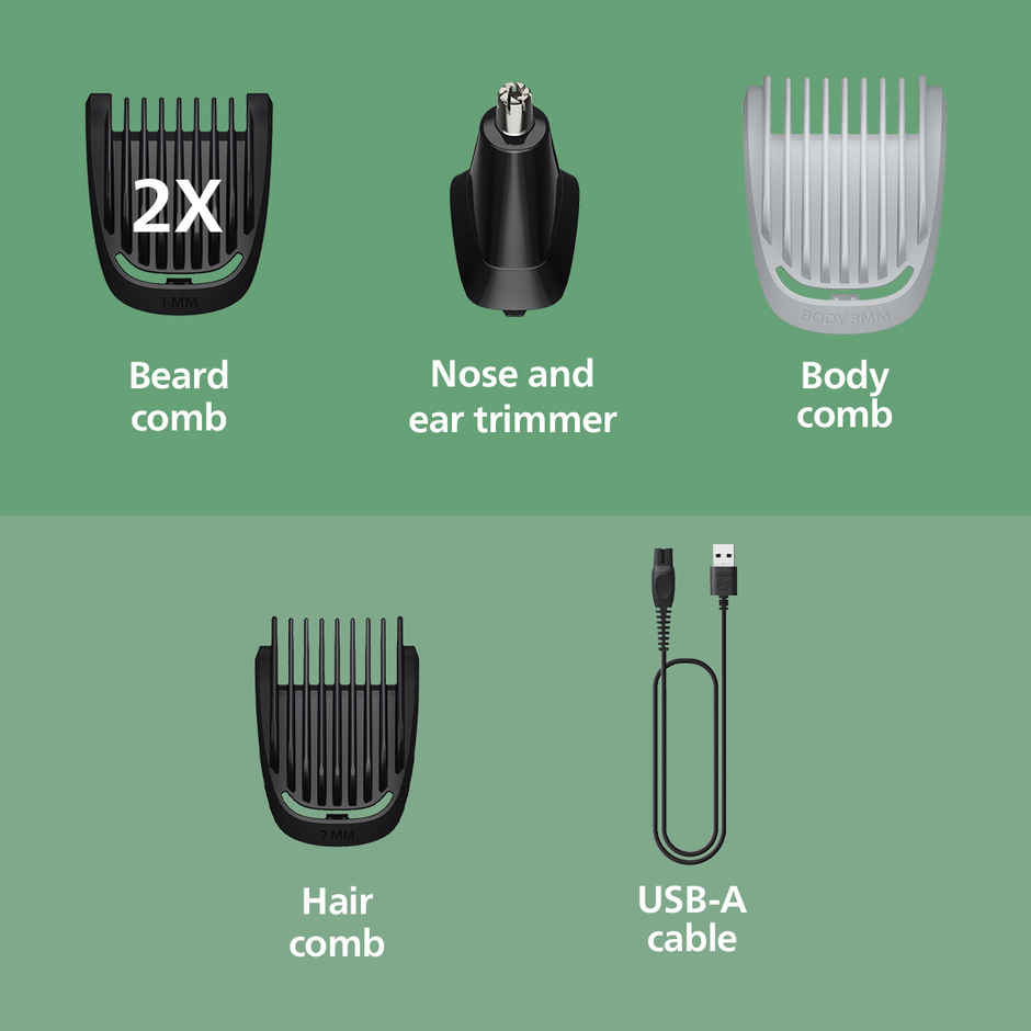 Philips MG3917/15 All-in-One Grooming Kit with 8 Attachments for Face, Hair & Body