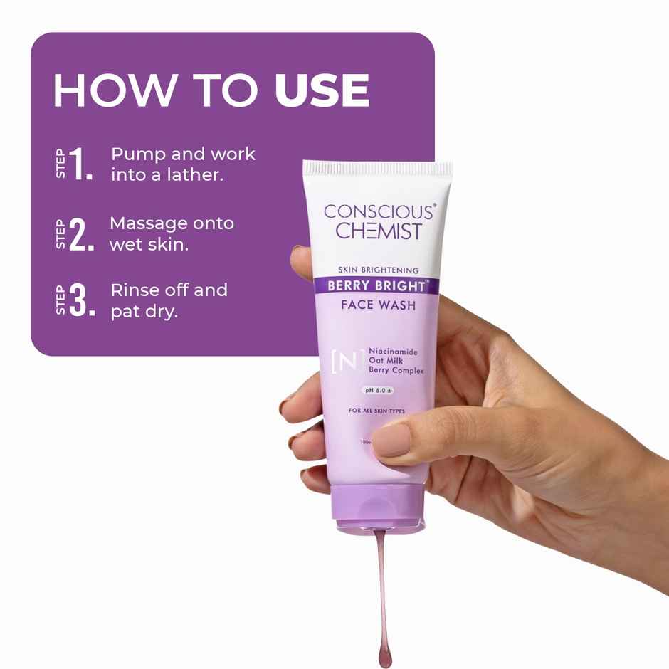 Conscious Chemist Pore Refining Brightening Face Wash With Niacinamide, Blueberry Extracts