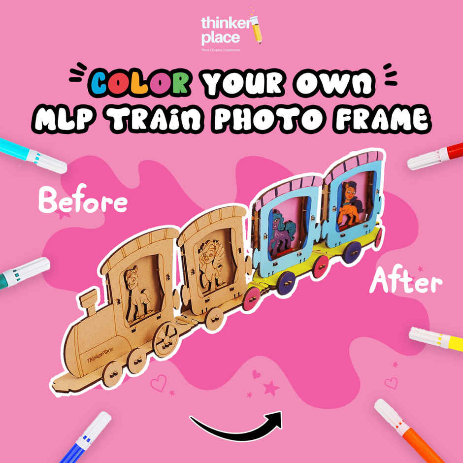 ThinkerPlace My Little Pony Mini Train Frame | Build & Color Mini Train (Age 3+)
