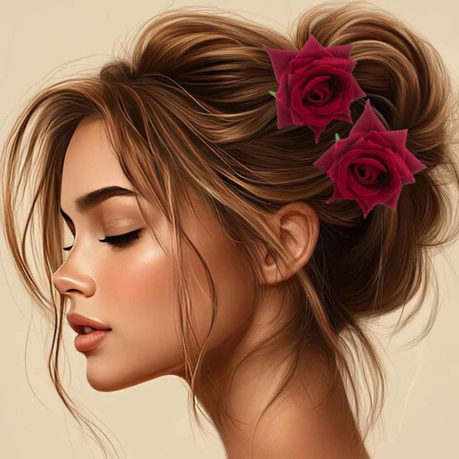 THE OPAL FACTORY Hair Accessories | Rose Flower Pin | Red