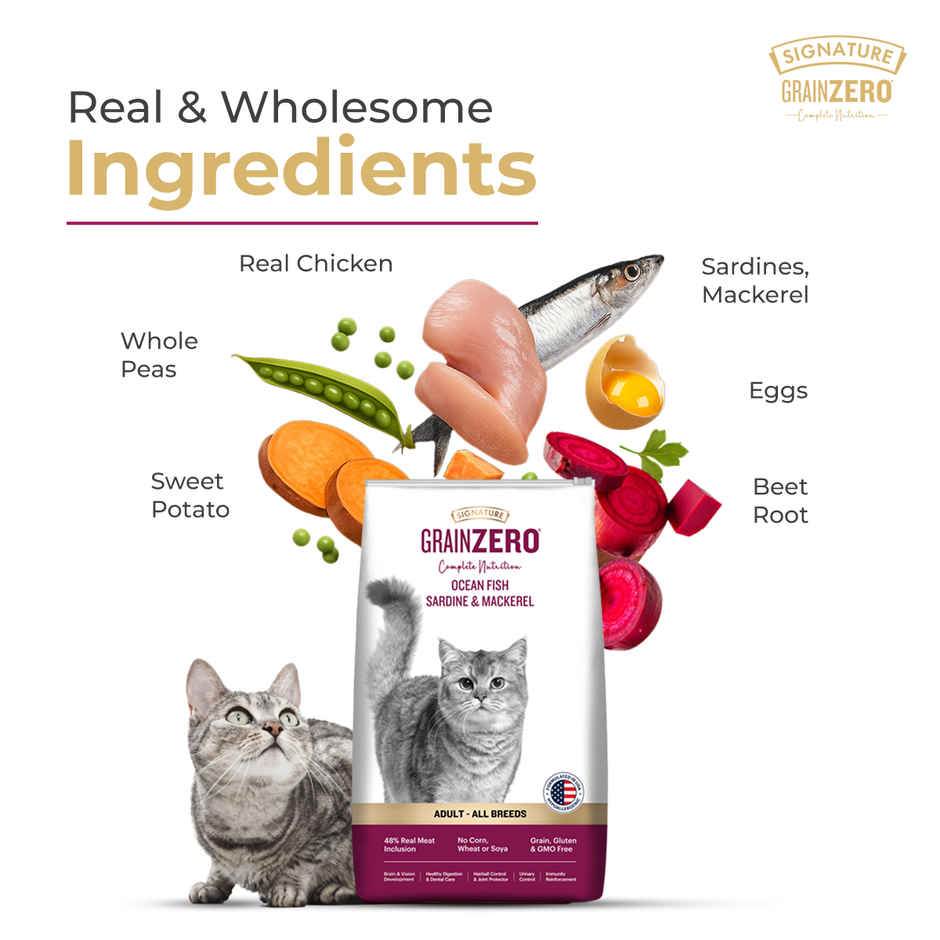 Signature Grain Zero Adult Dry Cat Food | Ocean Fish Sardines & Mackerel
