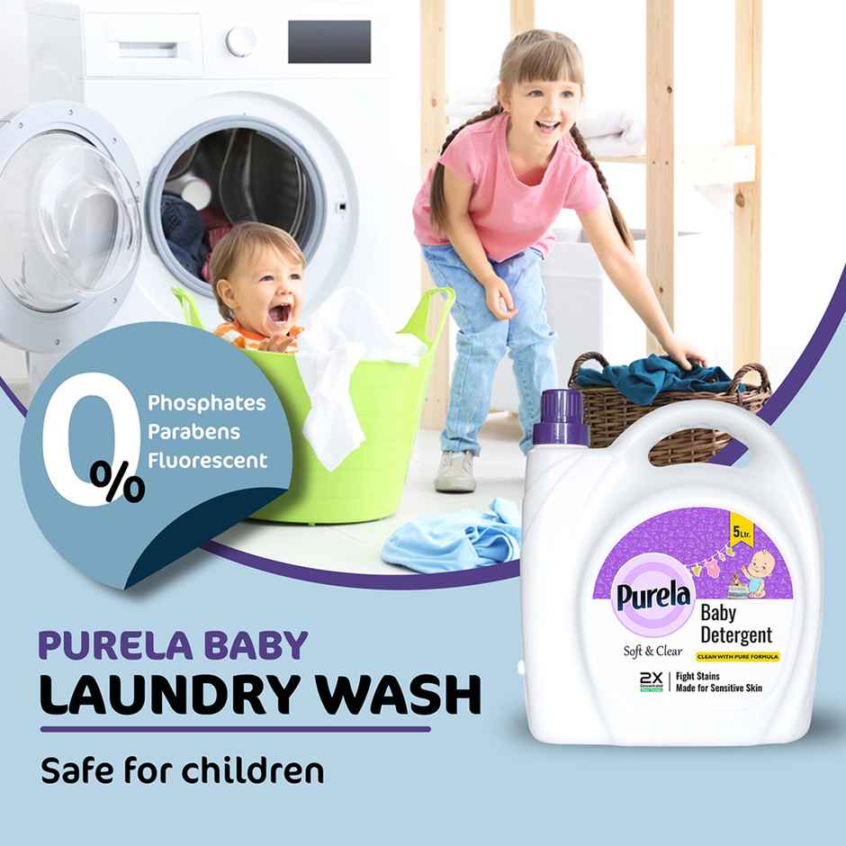 Purela Baby Laundry Liquid Detergent Washing Liquid For Baby Clothesleaf Love (Leaf Love) 5 l