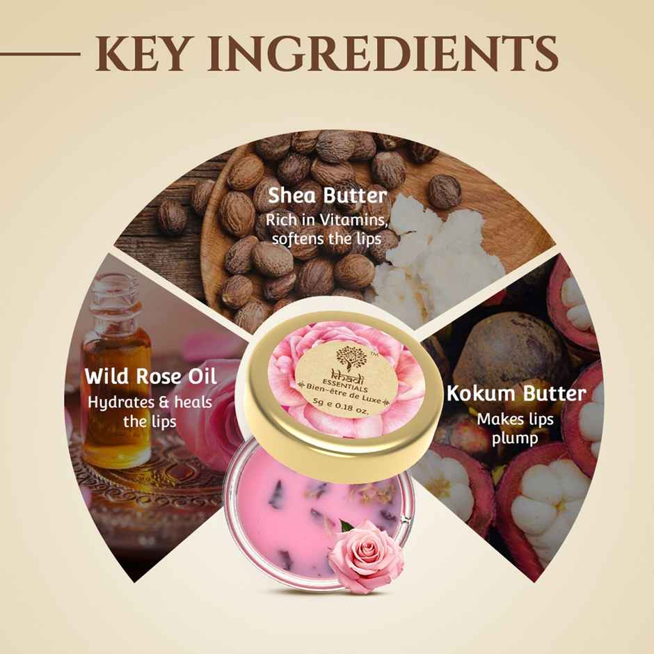 Khadi Essentials Wild Rose Lip Balm With Vitamin E | SPF 20 | Repairs & brightens Lips