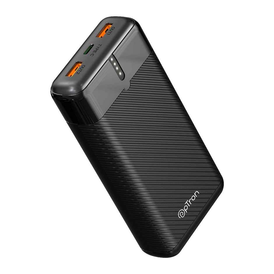 pTron Dynamo Surge 20000 mAh 22.5W Power Bank | VOOC/Wrap/Dash Charging | 20W Type-C Charging - Black