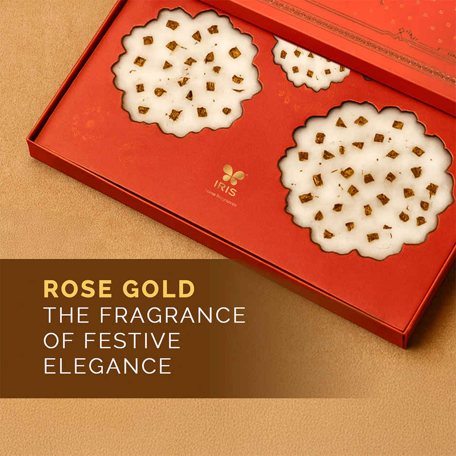 Rose Gold Fragrance | Urli Candles | Pack of 3 | Grand Premium Gift Box | Gift Hamper | Iris