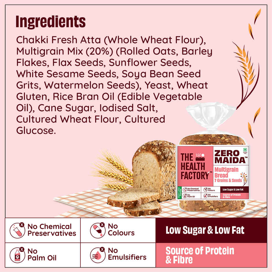 The Health Factory Zero Maida Multigrain Bread | Clean Label, Not Brown