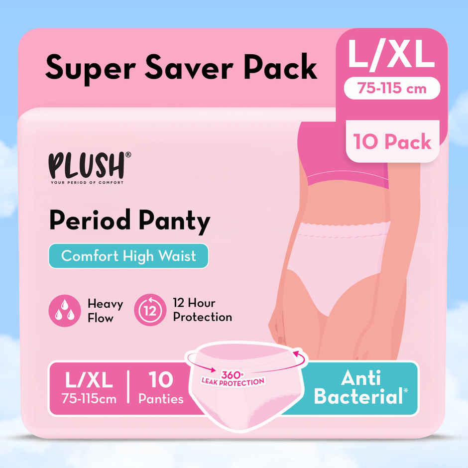 Plush Comfort High Waist L-XL Period Panty Pack of 10 | Disposable | Super Saver Pack