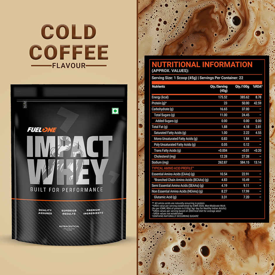 FUELONE Impact Whey Protein Powder | Cold Coffee