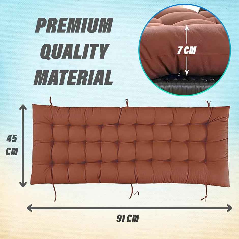 Kuber Industries Microfiber Long Quilted Chair Cushion | Back Rest Pillow | 45x91 CM | Brown