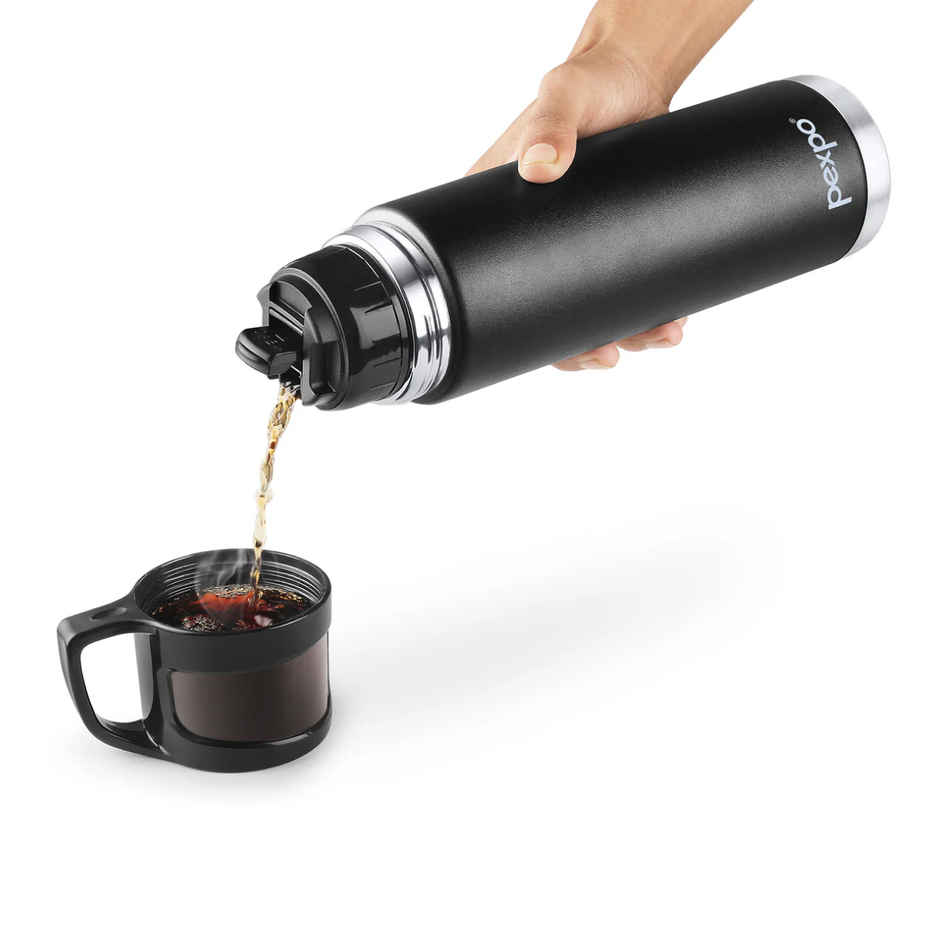 Pexpo Vacuum Insulated Water Bottle With Jute-Bag | 1 L | 24 Hrs Hot And Cold Ferrero Flask
