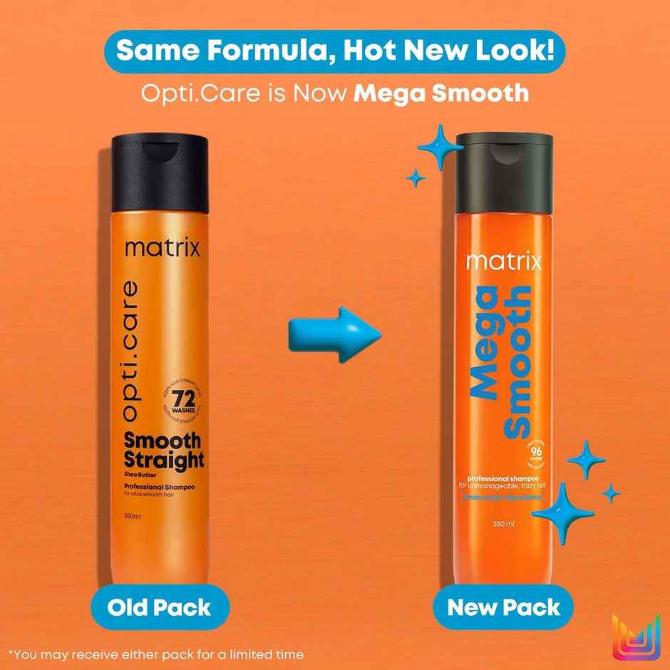 Matrix Mega Smooth Shampoo, Conditioner & Serum Combo, Defy Frizz For 4 Days, For All Hair Types