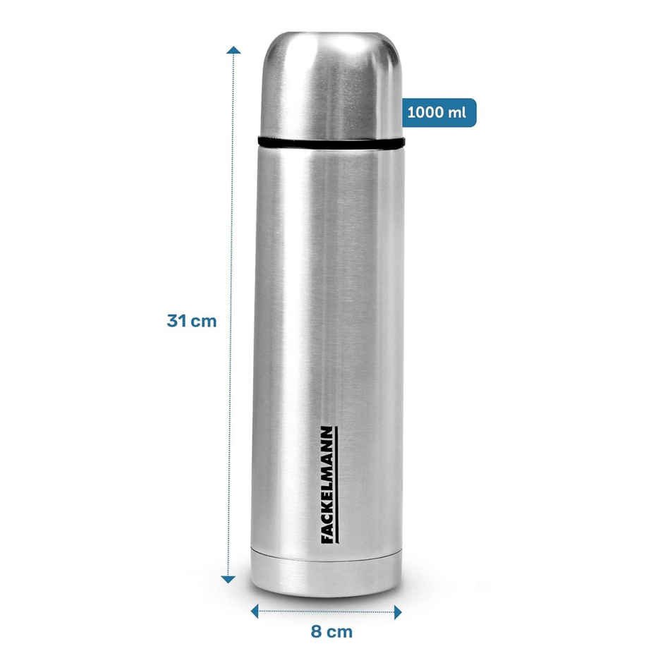 Fackelmann Sip Up Insulated Bottle 1 L Stainless Steel Premium Finish Sleek Design, 48 Hrs 1.0 pc