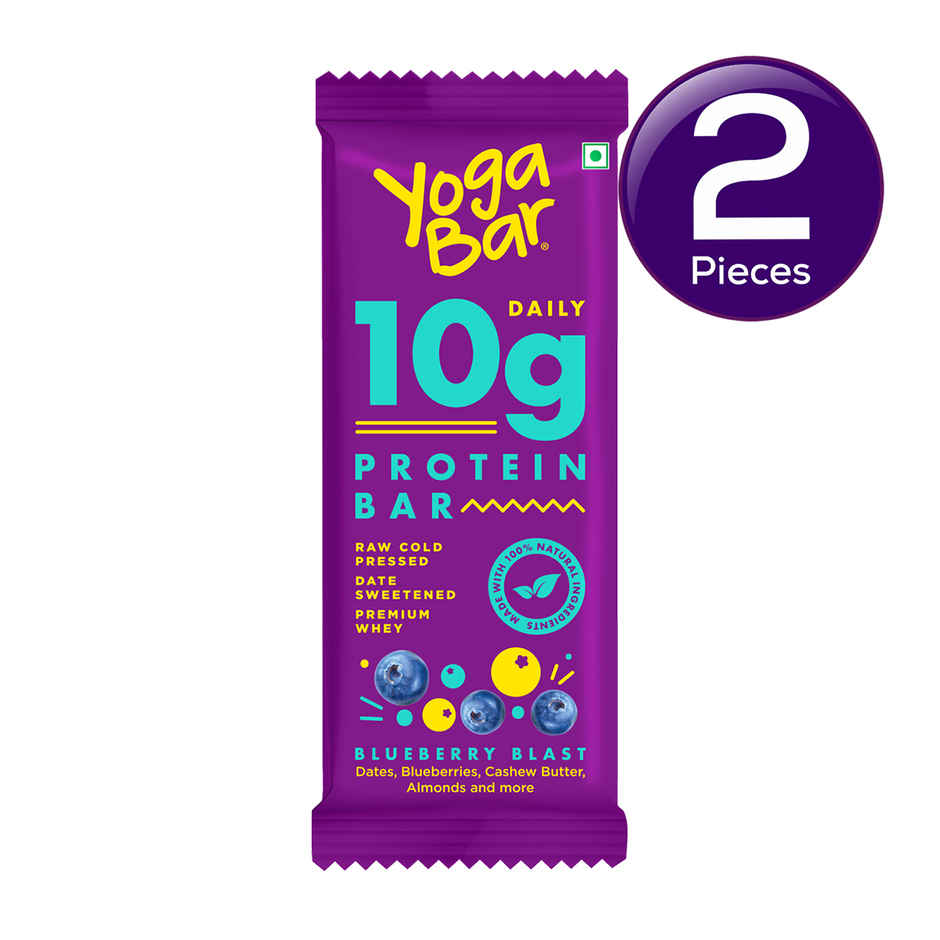 Yogabar 10 grams Protein Bars, Blueberry Blast, Protein Blend & Premium Whey Combo