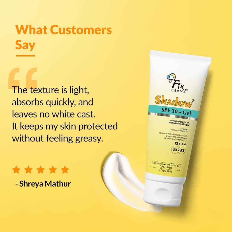 Fixderma Shadow SPF 30+ Gel Sunscreen Non-Greasy for Daily Sun Protection