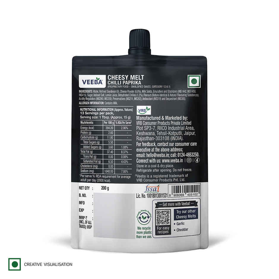 Veeba Cheesy Melt Chilli Paprika Cheesy Spread And Dressing