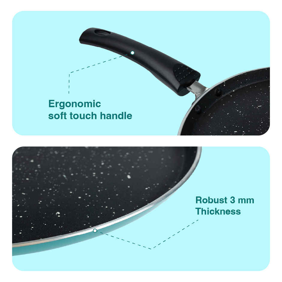 BAY6 Nonstick Induction Bottom Dosa Tawa (3mm) 28 cm - Teal