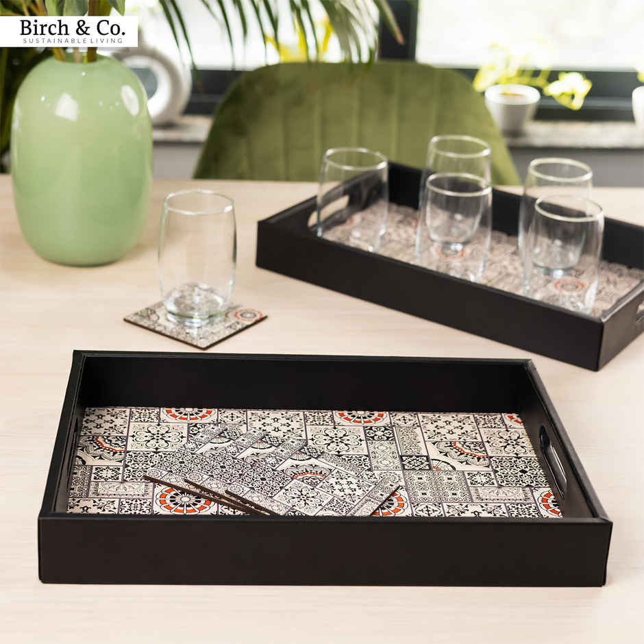 Birch & Co. Serving Tray - Indus With Four Free Matching Coasters