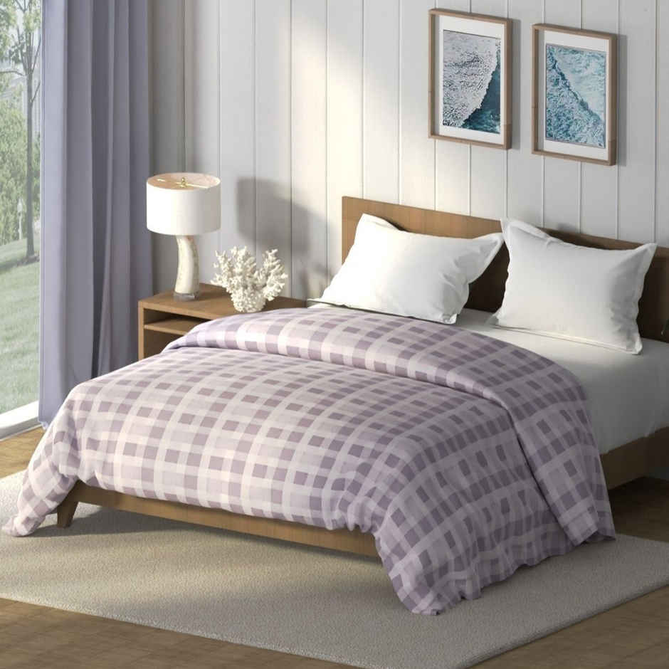 Nautica Super Soft 100% Cotton Fabric Comforter for All Weather | Double Size | Checks | Lavender