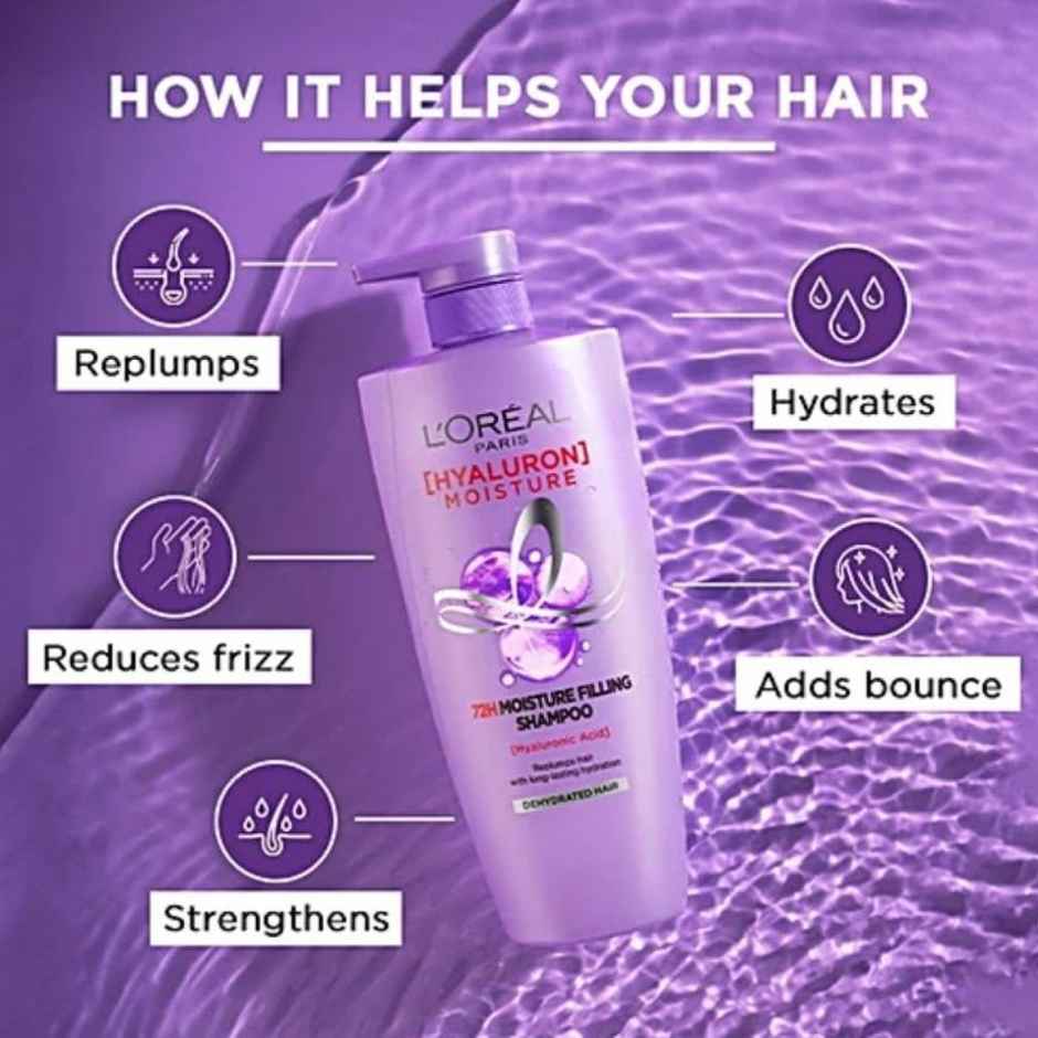 L'Oreal Paris Hyaluron Moisture Shampoo with Hyaluronic Acid for Dry & Dehydrated Hair