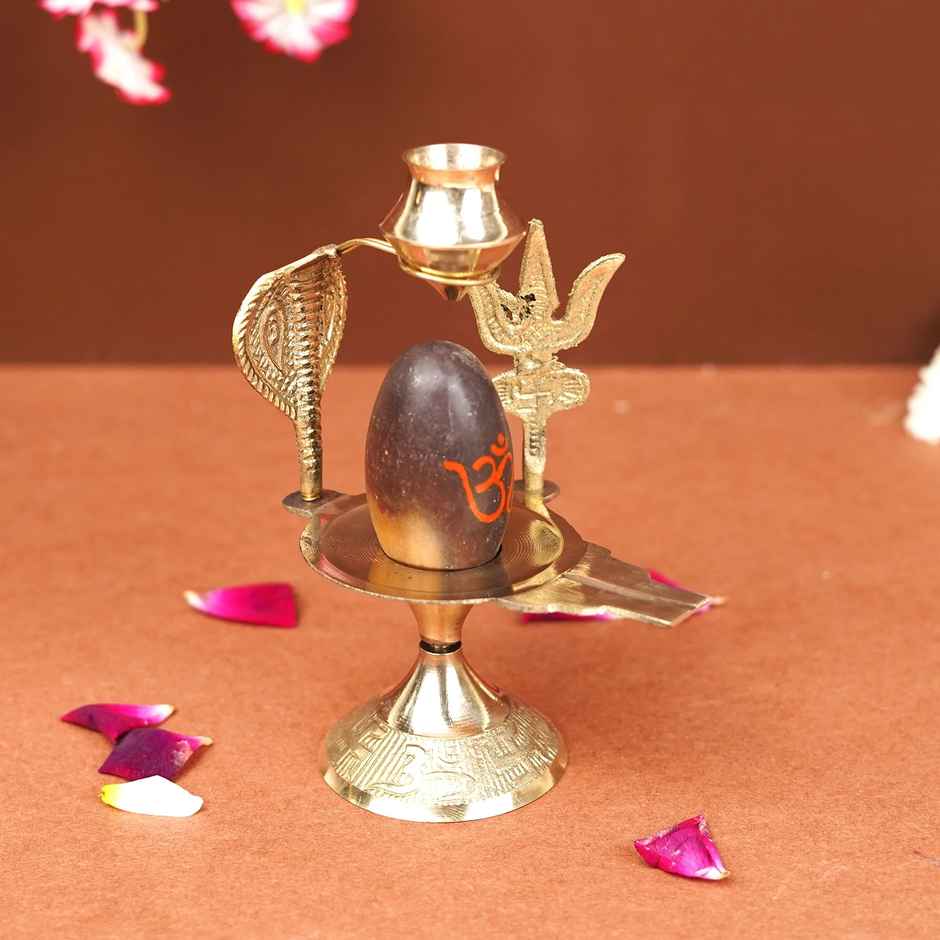 Narmadeshwar Shivling with Small Trishul | Mahadev Idol for Pooja | Servdharm