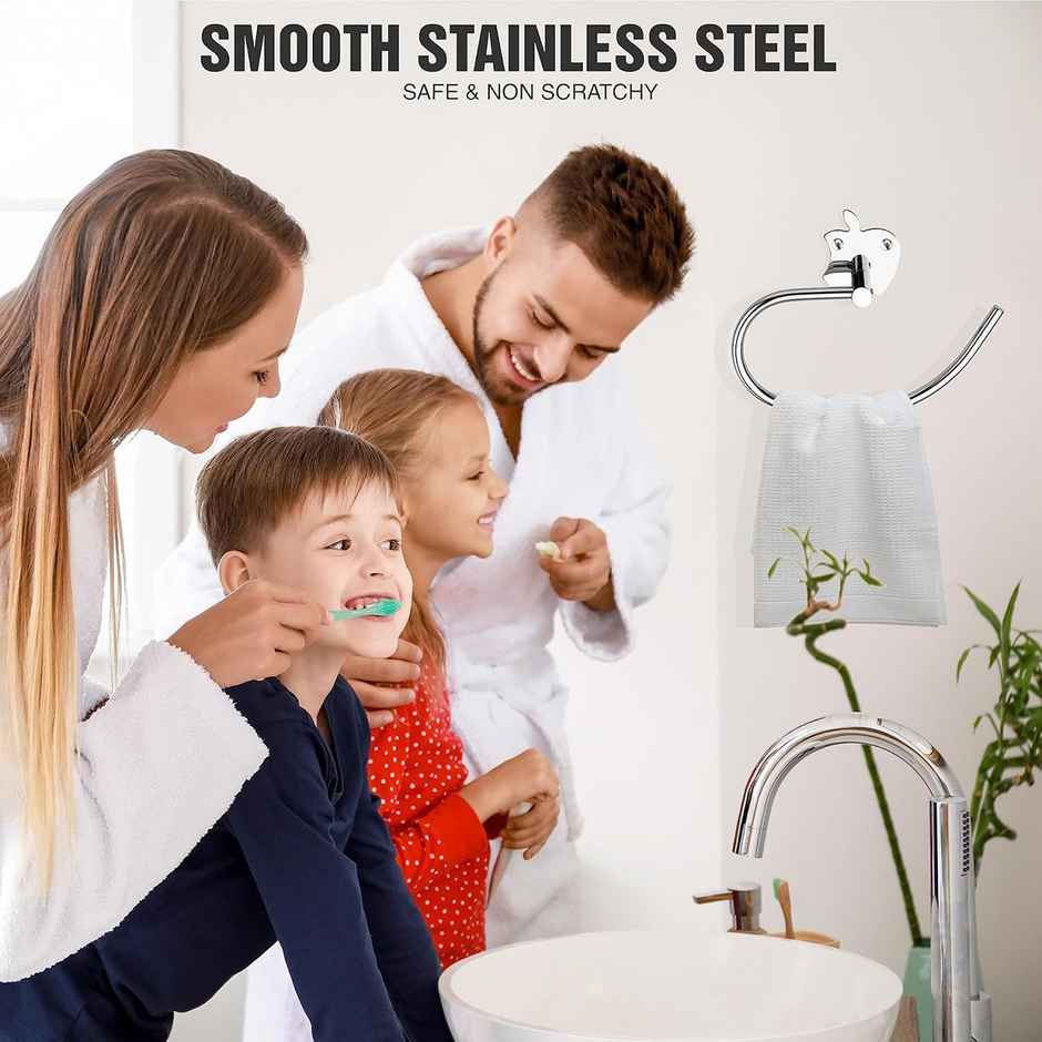 Gloxy Stainless Steel Wall Mounted Napkin Holder & Towel Ring for Bathroom SS304