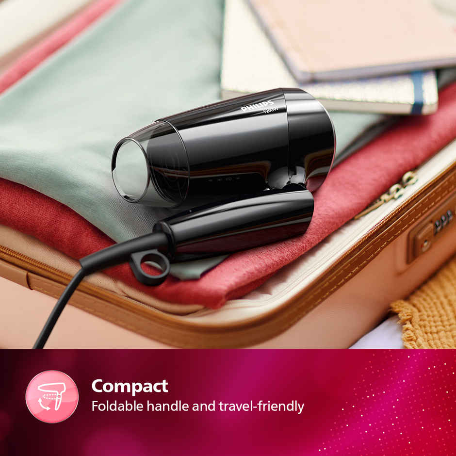 Philips India's No.1 Hair Styling Brand | Foldable Hair Dryer 1200W BHC010/10 | Black