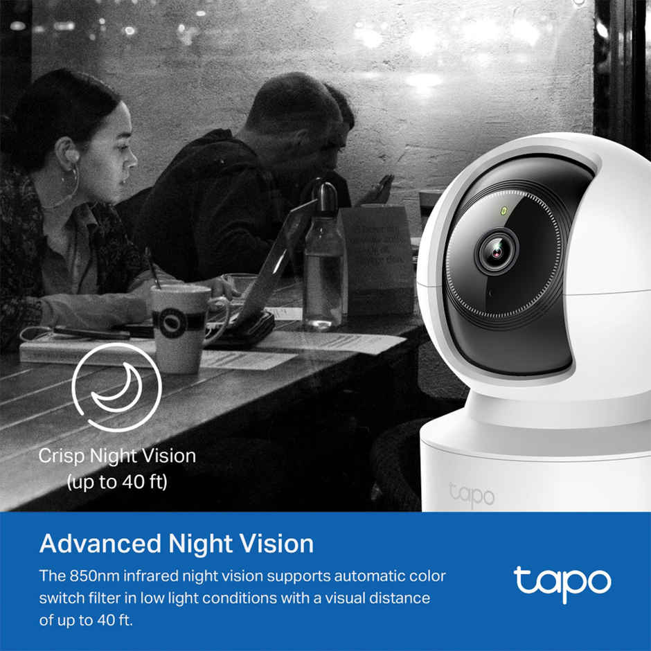 TP-Link Tapo C222 2K QHD 1440p 4MP Pan/Tilt AI Smart Home Security Wi-Fi Camera| Works with Google Home and Alexa | 360Degree Ethernet/Wi-Fi Connection | Two-Way Audio| Advanced Night Vision - White