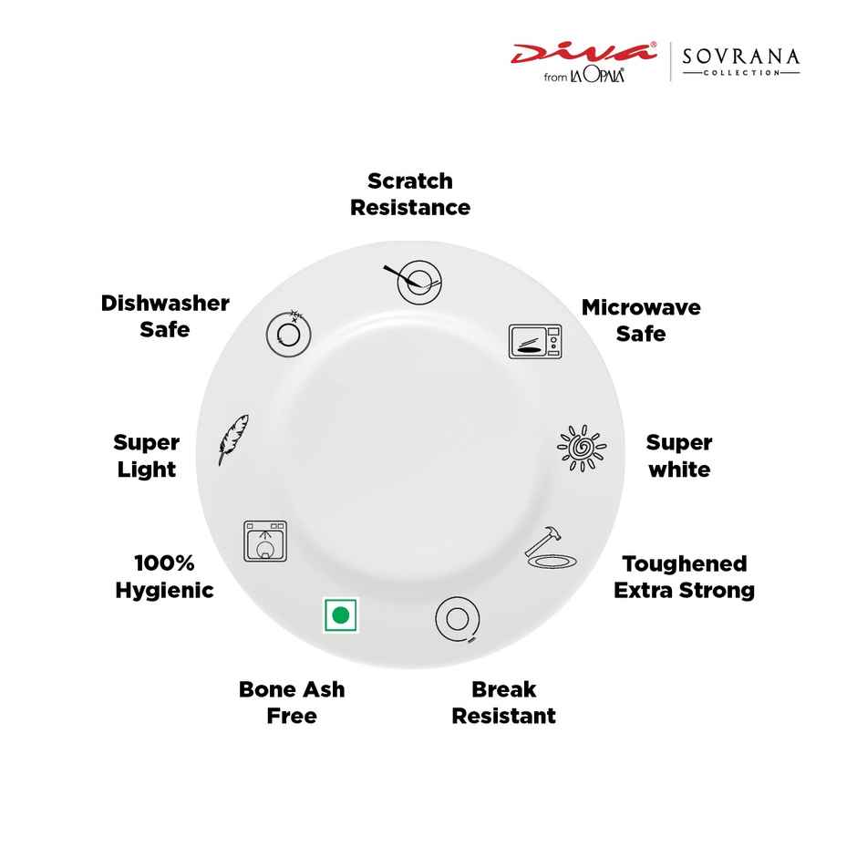 La Opala Diva Sovrana Cup & Saucer 160 ml Set of 12 Moroccan Pink Opal Glass Cups for Tea, White