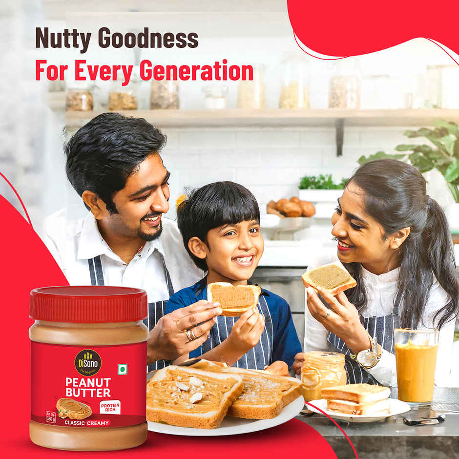 Disano Peanut Butter - Creamy, 26% Protein, No Trans Fat & Preservatives