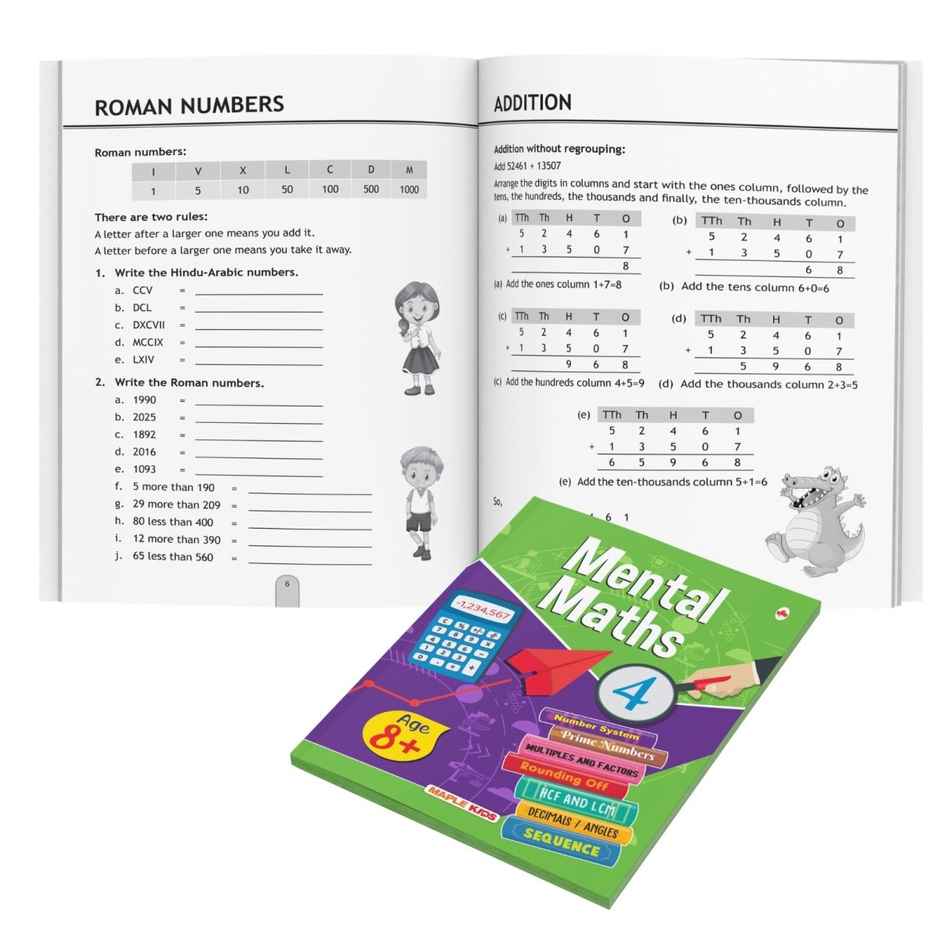 Mental Maths - Math Activity Book 4 | Age 8+ | Prime Numbers | Multiples | Hcf | Lcf
