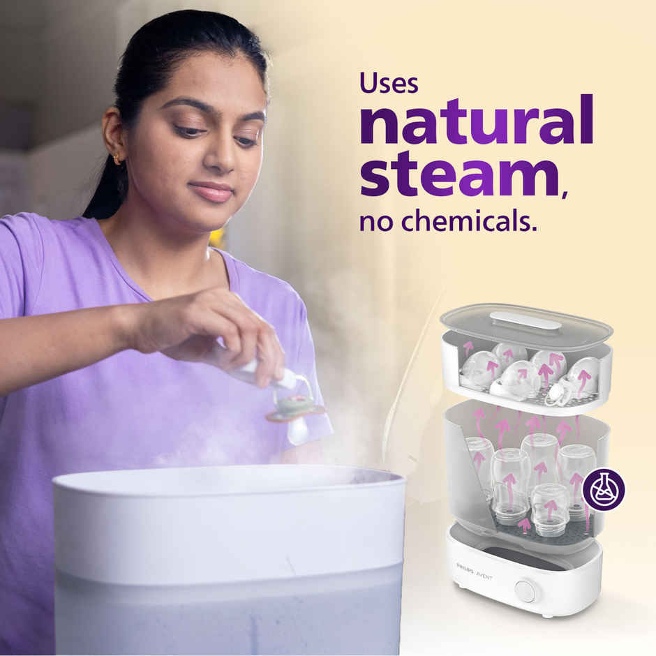 Philips Avent Bottle Sterilizer | Kills 99% Germs | Natural Steam | Stays 24hrs | SCF291/00