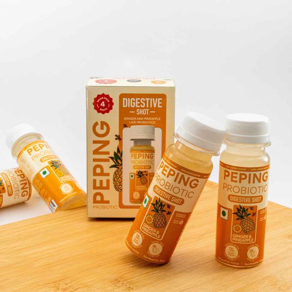 Peping Probiotic Digestive Shot - Ginger And Pineapple