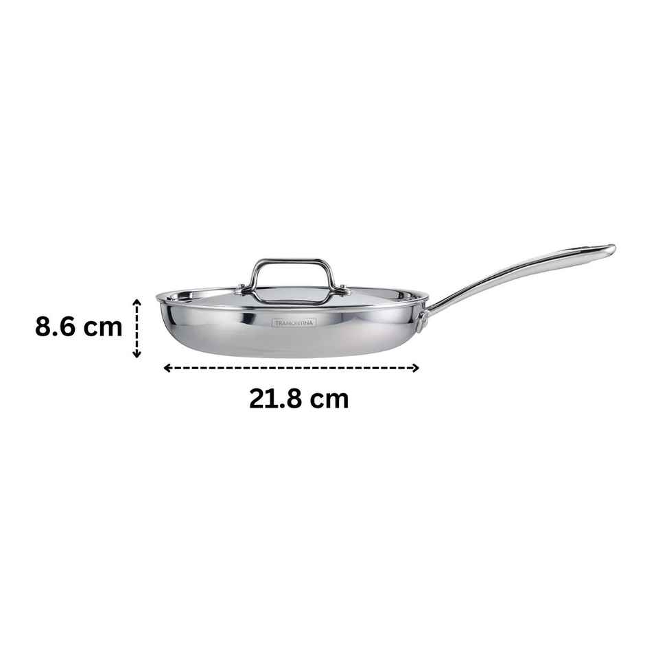 Tramontina Fusao Healthy Triply Ceramic 20cm Frypan EX+ with SS 304 lid | Non Toxic (PFAS/PTFE/PFOA Free) Omlete Pan | Saute | Induction Friendly | Stay Cool Handle I 10 Year Warranty