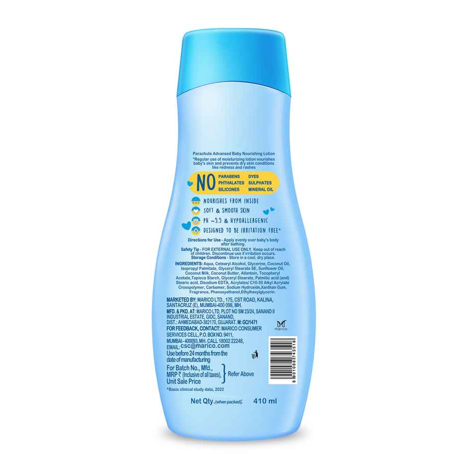 Parachute Advansed Coconut Baby Lotion | 24hr Moisture, pH 5.5