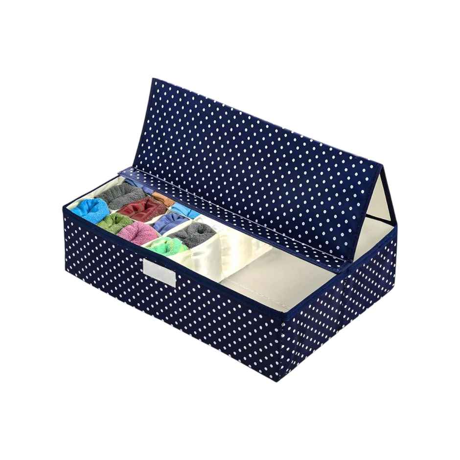 Kuber Industries 16+1 Foldable Undergarments Organizer | For Handkerchiefs-Belt-Tie-Socks | Blue