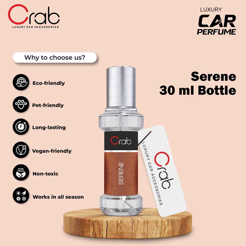Crab Premium Serene Fragrance Spray | Long-Lasting Car Perfume Freshener | Home, Office & Vehicles