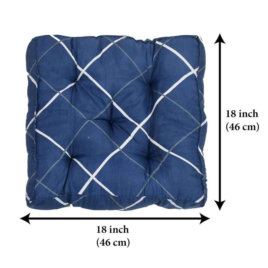 Kuber Industries Geometric Microfiber Square Chair Pad | 45 x 45 x 7 CM | Pack of 2 | Blue